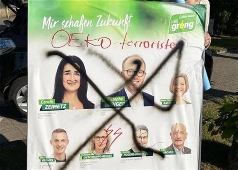 Tote Katze auf Wahlplakat: Echternacher Grüne erstatten Anzeige 