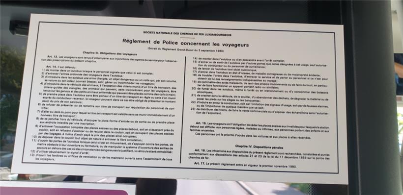 Aktueller Anschlag im CFL-Bus der Linie 223 – die Benutzungsregeln 