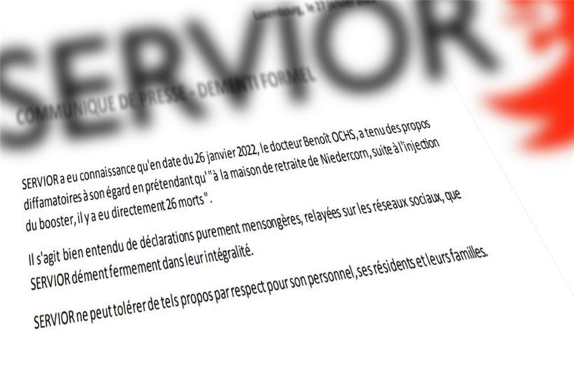 Servior weist die unbelegten Behauptungen von Arzt Benoît Ochs entschieden zurück 