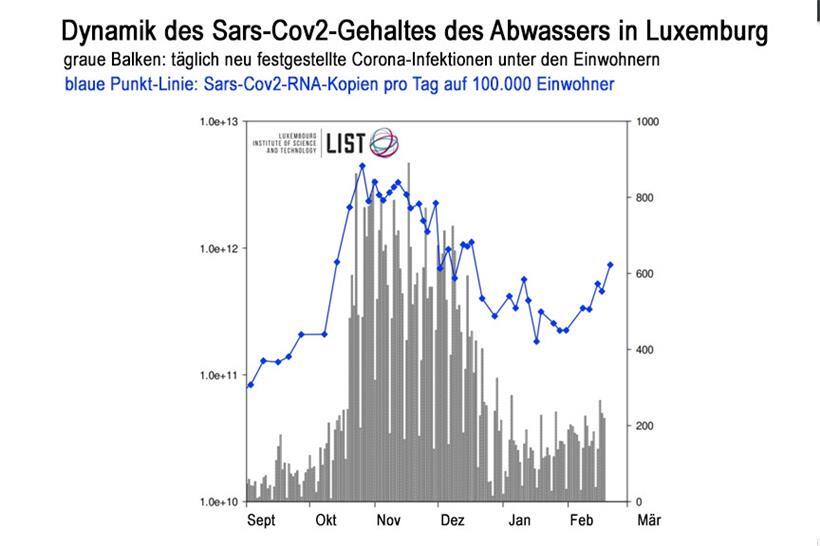 Luxemburgs Abwasser enthält wieder mehr Coronaviren 