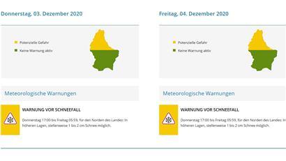 Im Norden Luxemburgs können am Donnerstag und Freitag bis zu zwei Zentimeter Schnee fallen