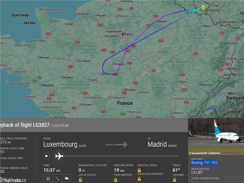 Luxair-Flug nach Madrid kehrt wegen Warnmeldung nach Luxemburg zurück 