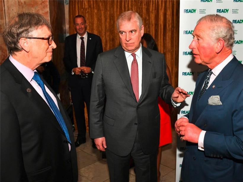 Bill Gates, der damalige Prinz Andrew und sein Bruder Charles im Jahr 2018 bei e...