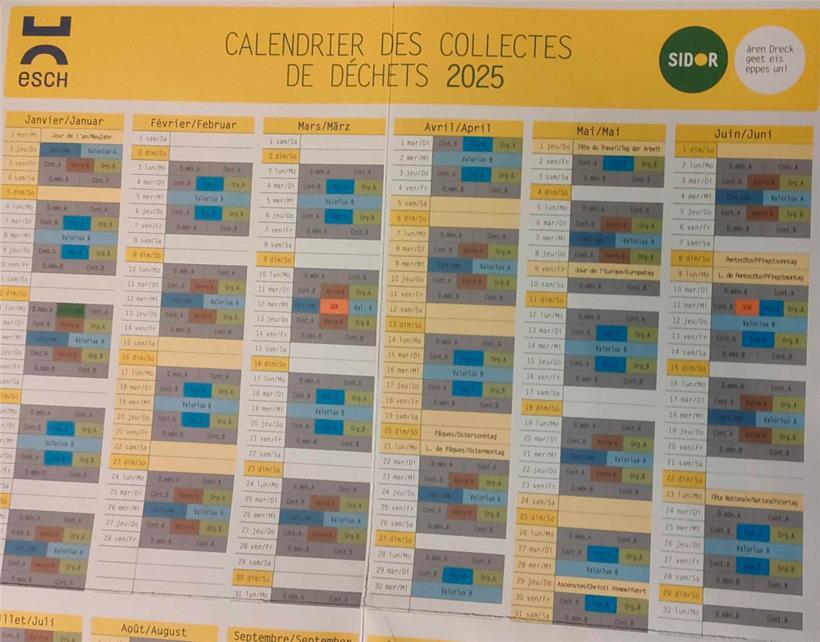 Bis Donnerstag noch nicht online verfügbar: Der Abfallkalender der Stadt Esch
