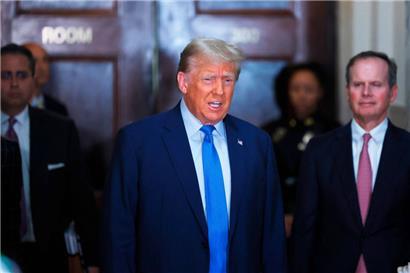 „Bitte keine Reden“: Ex-Präsident Donald Trump am Montag in New York
