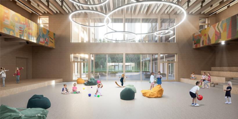 Blick ins Foyer des Schulgebäudes