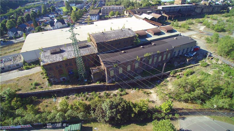 Blick von oben: Rechts oben im Bild der Erzbunker „Keeseminnen“. Teile der zum G...