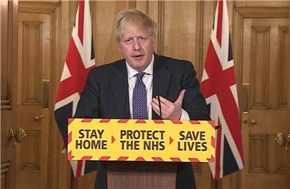 Boris Johnson, Premierminister von Großbritannien, während einer Pressekonferenz in der Downing Street am 30. April 2020
