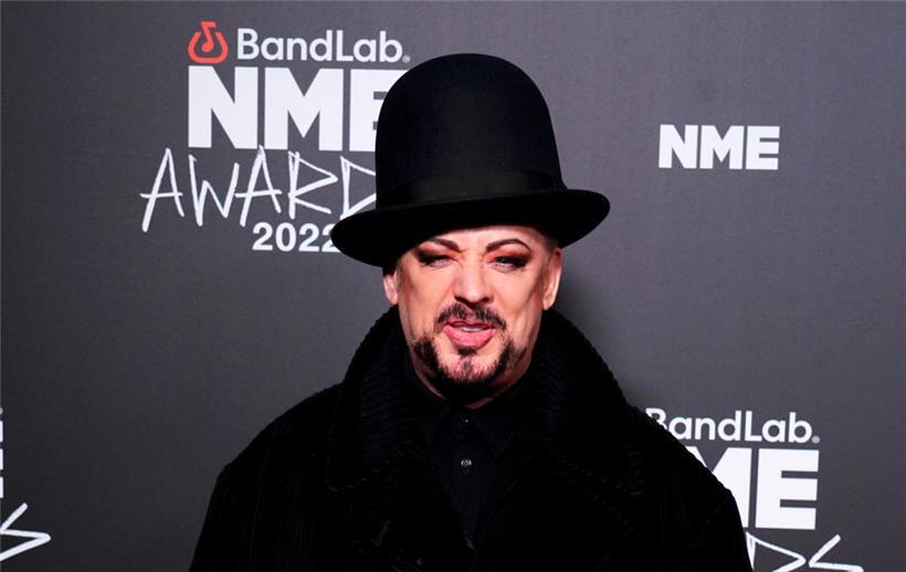Boy George, Sänger aus Großbritannien, bei seiner Ankunft zu den NME Awards in der O2 Academy Brixton
