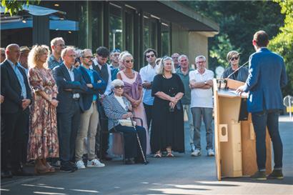 Bürgermeister Biancalana anlässlich seiner Gedenkrede im Park Le’h
