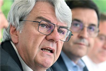 CGFP-Präsident Romain Wolff und CGFP-Generalsekretär Steve Heiliger am Dienstag bei der Pressekonferenz
