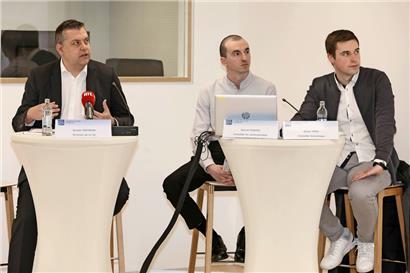 CSL-Direktor Sylvain Hoffmann, Kommunikationsberater Nermin Plavsic und Wirtschaftsberater Dylan Theis stellten am Donnerstag die neue Reflexionsplattform „Improof“ vor
