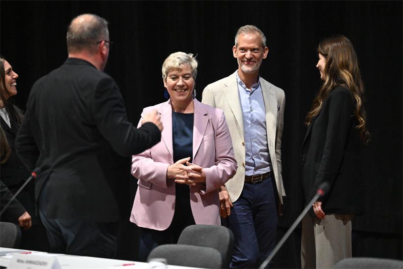 CSV-Gesundheitsministerin Martine Deprez und AMMD-Präsident Chris Roller bei der Quadripartite Anfang Mai