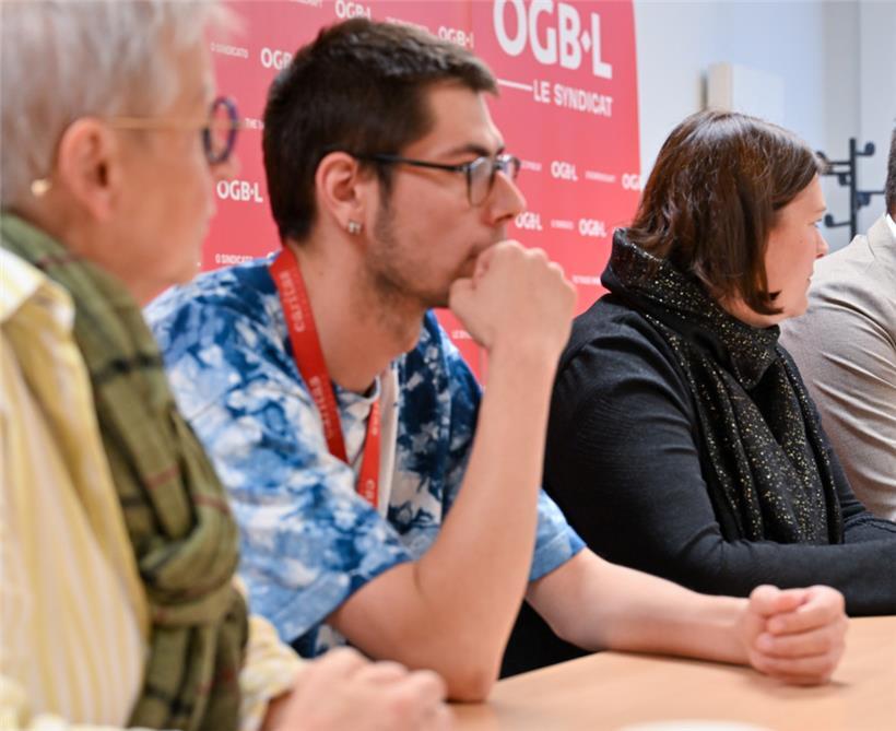 Caritas-Personalvertreter und künftiger HUT-Mitarbeiter: Boris Westemeier bei einer Pressekonferenz des OGBL
