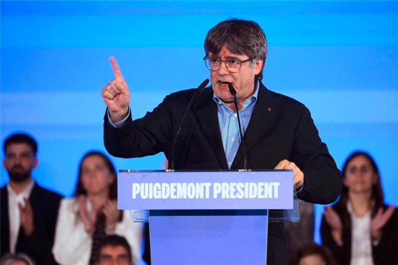 Carles Puigdemont macht in Argelès-sur-Mer im Süden Frankreichs Wahlkampf, zu Hause besteht noch ein Haftbefehl gegen den Separatistenführer
