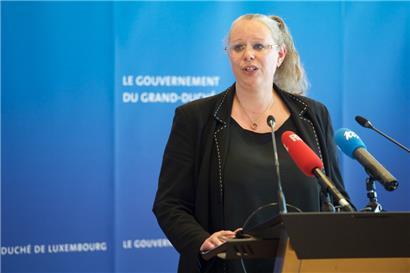 Carole Dieschbourg bei der Pressekonferenz am Freitagvormittag
