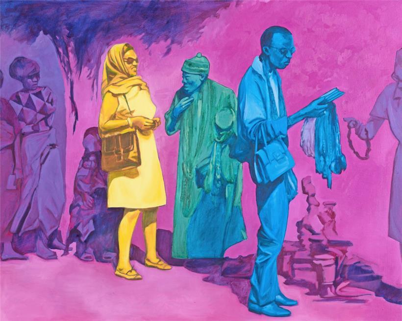 Chantal Maquet: „Davon kann sie zu Hause erzählen #Païschtcroisière“, huile sur toile (80x100cm)
