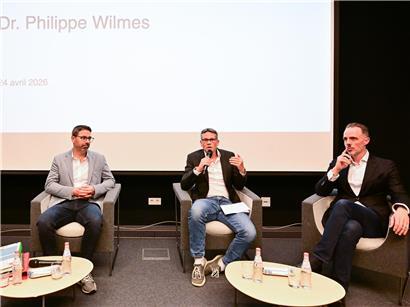 Robert Huberty, Bernd Garbrecht, Jacques Mehlen und Philippe Wilmes im Gespräch im Cercle Cité am Freitag