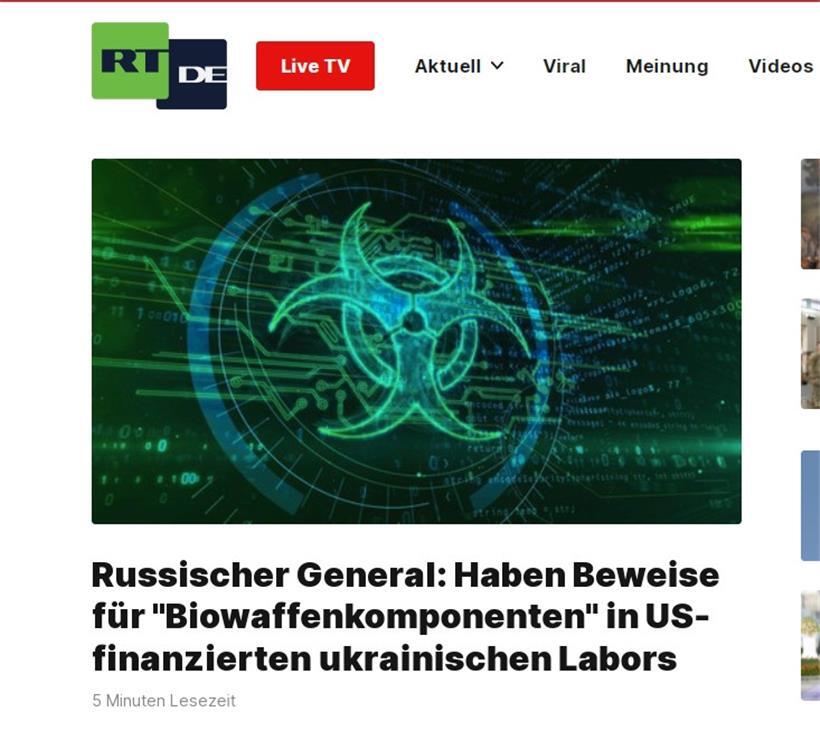 Content auf der deutschen Version von RT am Freitagabend

