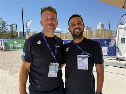 Cyril Menzin (l.) und Jabrane Touili (r.) konnten nur Positives über den Teamspirit bei der Schwimm-EM berichten