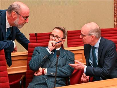 DP-Fraktionspräsident Gilles Baum, DP-Vize-Premier Xavier Bettel und CSV-Premier Luc Frieden Ende Oktober im Parlament
