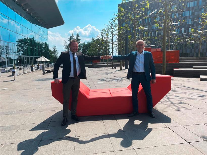 Dan Jorgensen, Minister für Klima, Energie und Versorgung von Dänemark, und Claude Turmes, Luxemburgs Minister für Energie
