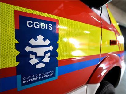 Mehrere CGDIS-Krankenwagen bei Einsatz an Unfallstelle in Medernach