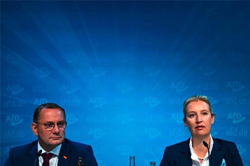 Das Führungsduo der AfD: Tino Chrupalla (l.) und Alice Weidel
