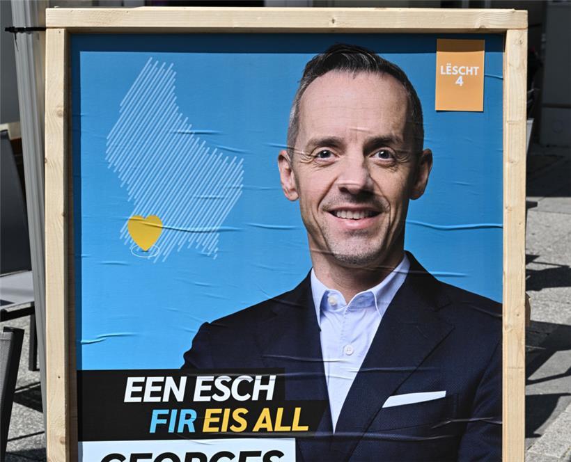 Das Gesicht des Escher Bürgermeisters Georges Mischo ist derzeit auf einigen Wahlplakaten in der Stadt zu sehen 

