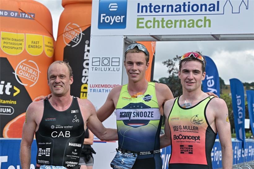 Das Meisterschaftspodium bei den Herren, v.l.n.r.: Yannick Lieners (3.), Gilles ...