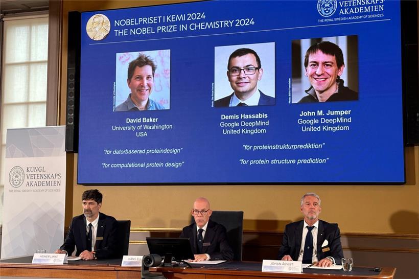 Das Nobelpreis-Komitee präsentiert am Mittwoch in Stockholm die drei Gewinner des Chemie-Nobelpreises
