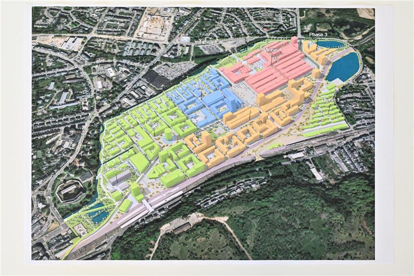 Vier Bauphasen eines Bauprojekts schematisch dargestellt für Projektmanagement und Bauplanung