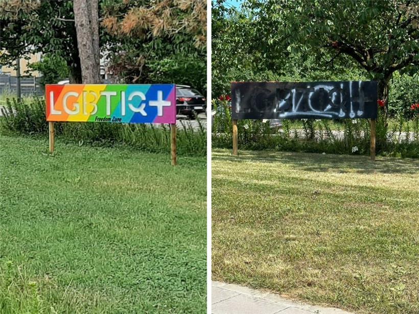 Das Schild war in der rue de la Croix in Zolver aufgestellt
