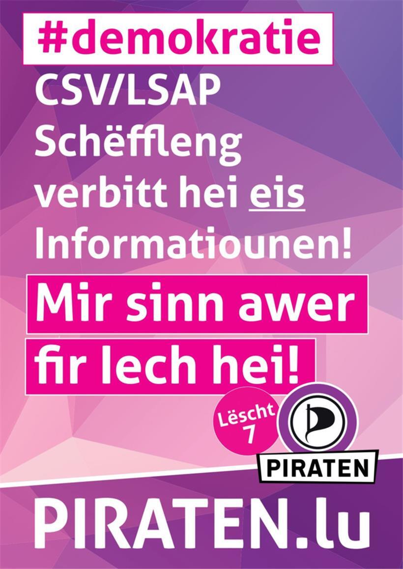 Das Sonderplakat der Piratenpartei für Schifflingen
