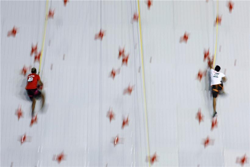Das Speedklettern ist eine der drei Disziplinen beim „Olympic Combined“
