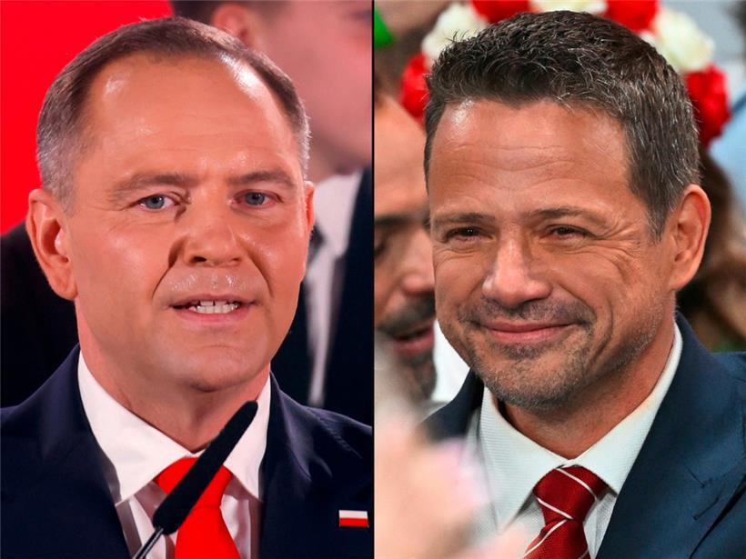 Das Wahlresultat war denkbar knapp, doch am Ende lag Karol Nawrocki (l.) eine Nasenspitze vor Rafal Trzaskowski
