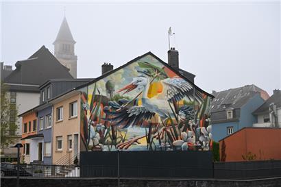 Das Wandbild „Comeback“ von Alain Welter wurde am Dienstag in Schifflingen eingeweiht
