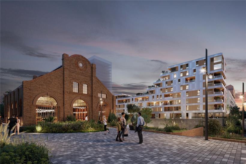 Das Warenlager TT und das neue Gebäude „Liicht“.