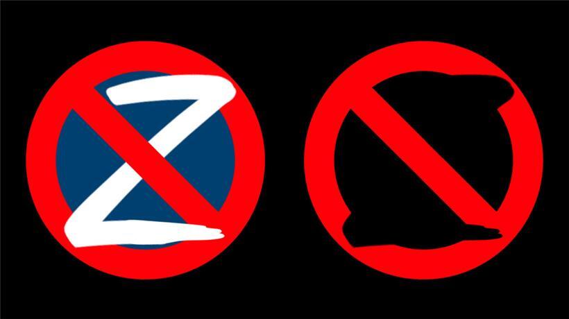 Das „Z“ als Symbol des faschistischen Angriffskriegs Russlands in der Ukraine
