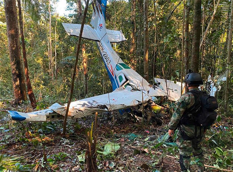 Das abgestürzte Flugzeug: Der Dschungel ist so dicht, dass man keine 20 Meter weit sieht
