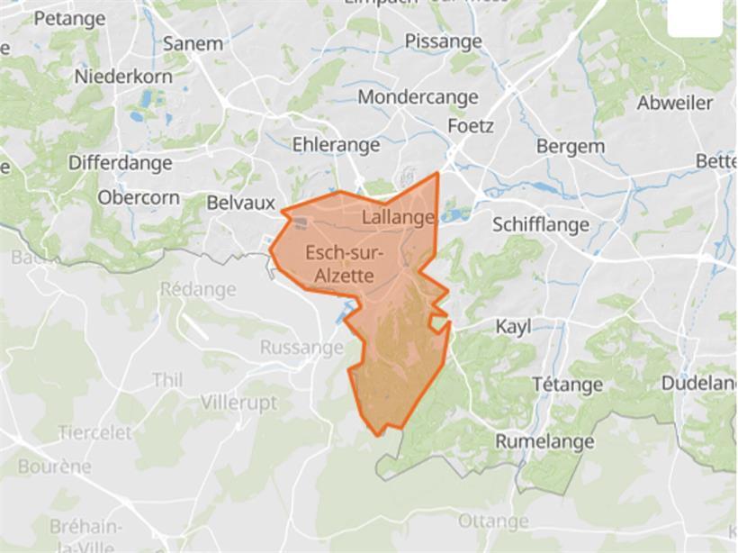 Brennendes Gartenhäuschen in Esch sorgt für starke Rauchentwicklung Das bewarnte Gebiet