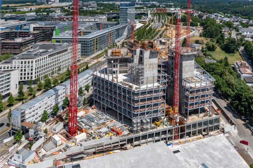 Das fertige Gebäude wird die Skyline des Kirchbergs nachhaltig prägen