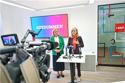 Das neue Führungsduo der LSAP in der Chamber: Taina Bofferding (r.) und Paulette Lenert (l.)
