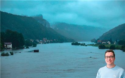 Dauerregen und Hochwasser – hier die Elbe bei Bad Schandau
