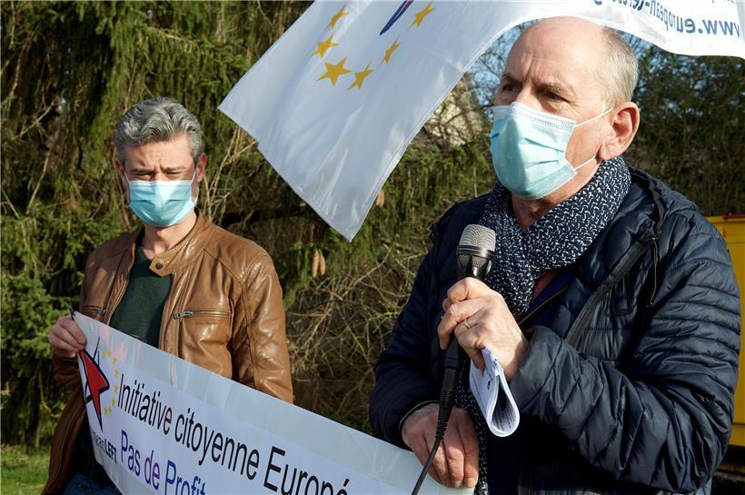 David Wagner („déi Lénk“) und Jacques Maréchal (PCF) stellten die Initiative am Donnerstag nahe der französisch-luxemburgischen Grenze vor
