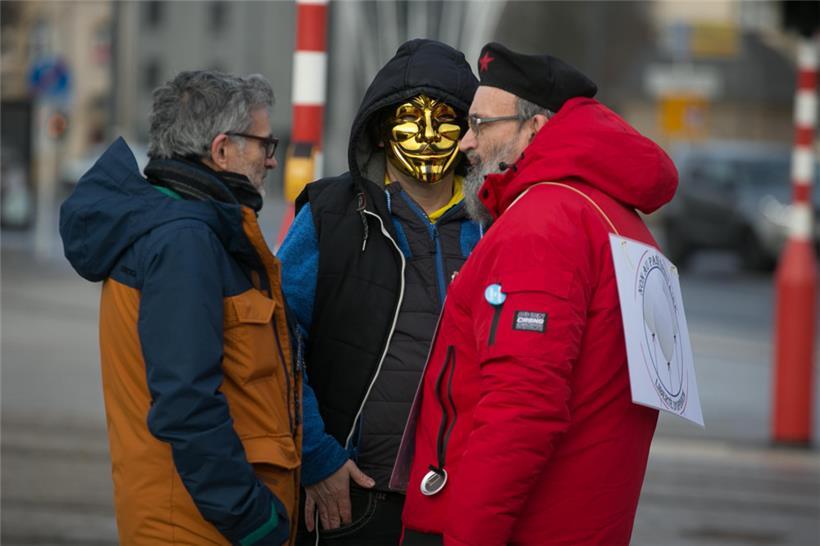 Demonstration am Glacis am 15. Januar
