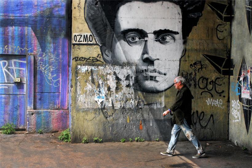 Denker, Poet, Politiker und posthum ein Popstar – Antonio „Nino“ Gramsci auf einer Wand in Rom
