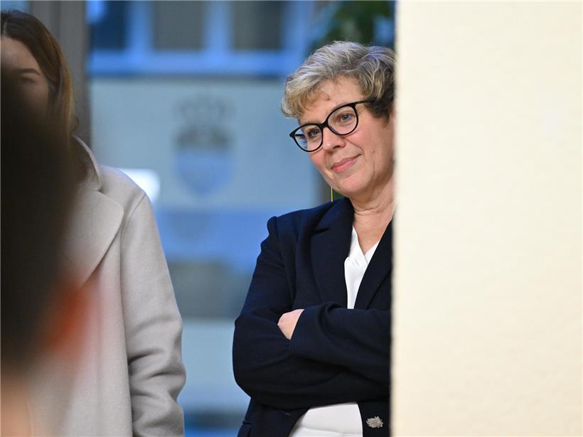 Entspannte Abgeordnete geben Statements vor Pressevertretern bei politischer Veranstaltung