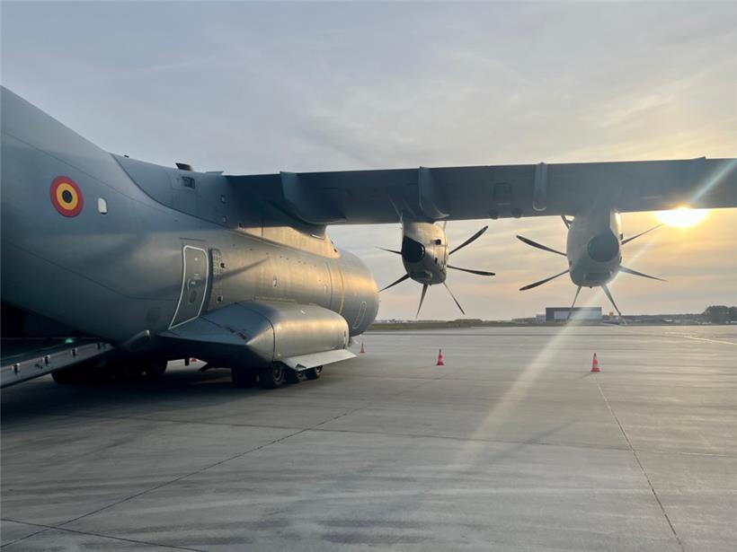 Der A400M der Luxemburger Delegation landete im polnischen Rzeszow
