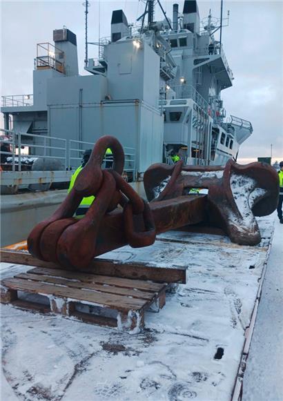 Der Anker gehört offenbar zur „Eagle S“, die Teil der russischen Schattenflotte ist
